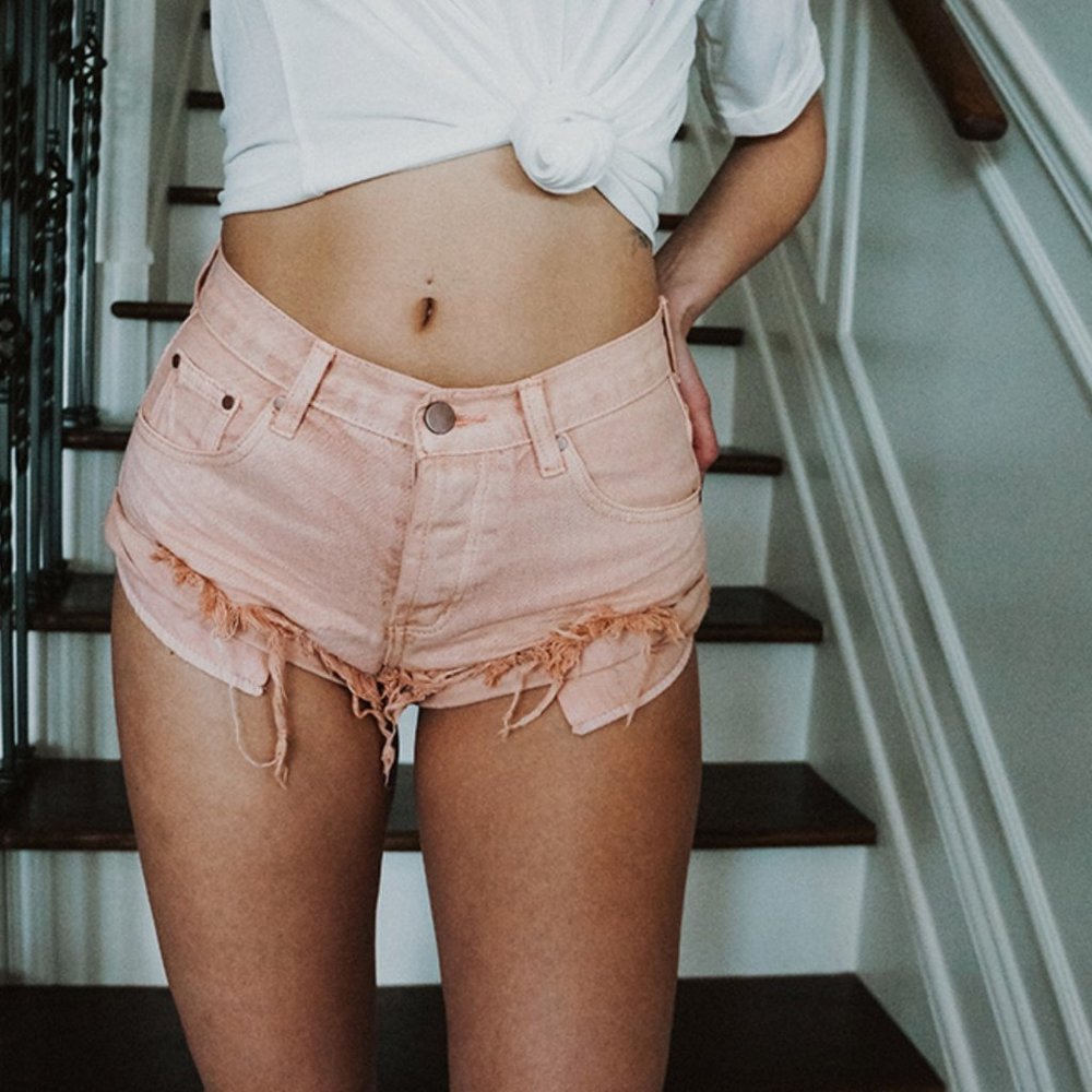 NWT Distressed cuffed denim shorts